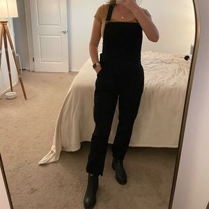 Madewell XL black denim overalls frayed hem